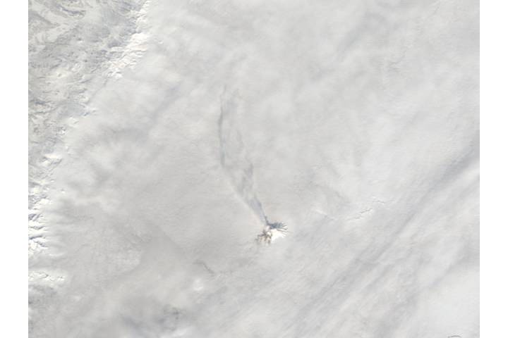 Plume from Shiveluch above clouds, Kamchatka Peninsula, eastern Russia