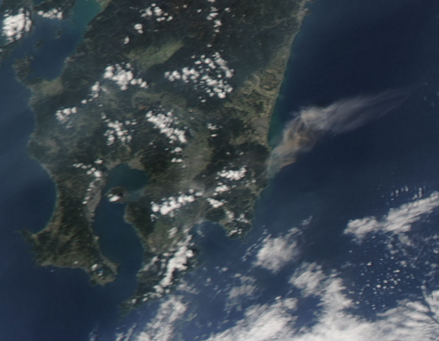 Plume from Sakura-jima, southern Japan (MODIS afternoon overpass) - related image preview