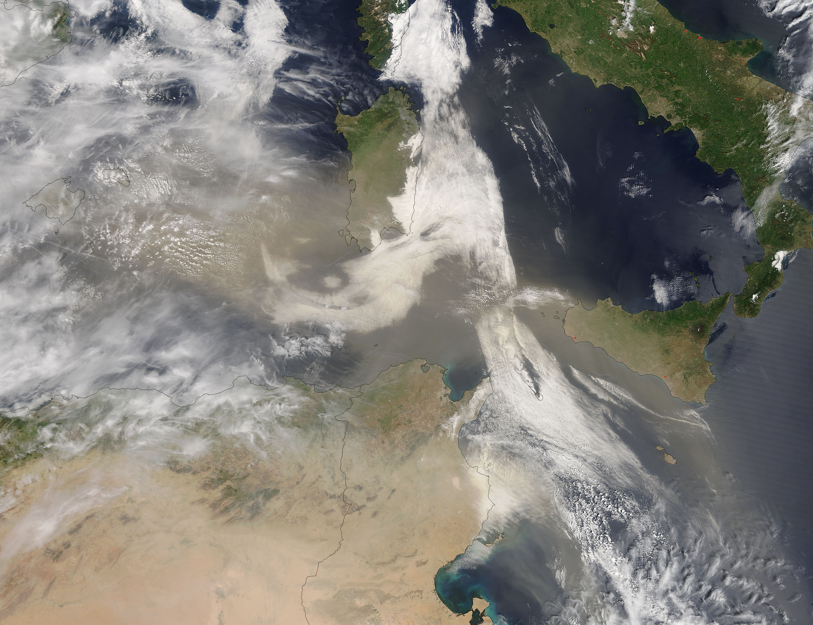 Dust storm over the Mediterranean Sea - related image preview