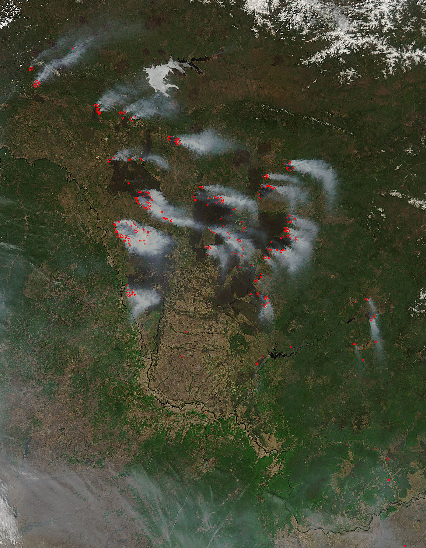 Smoke and fires in eastern Russia (afternoon overpass) - related image preview