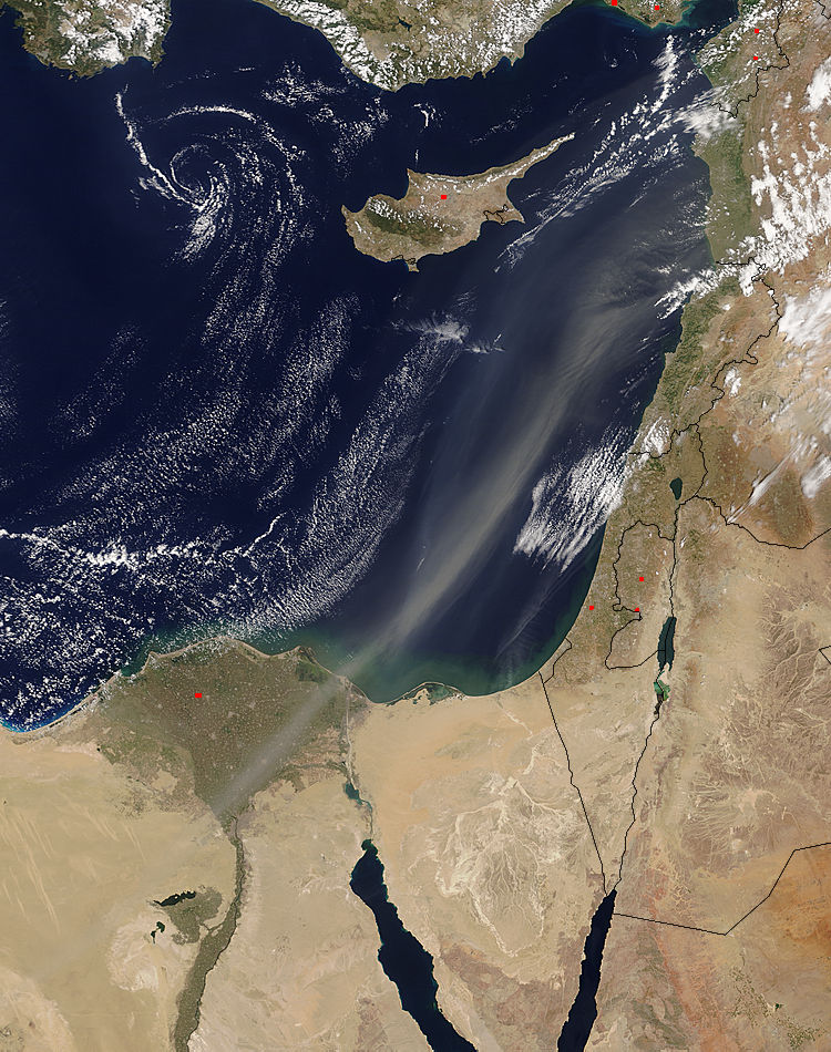 Dust plume over the eastern Mediterranean Sea - related image preview