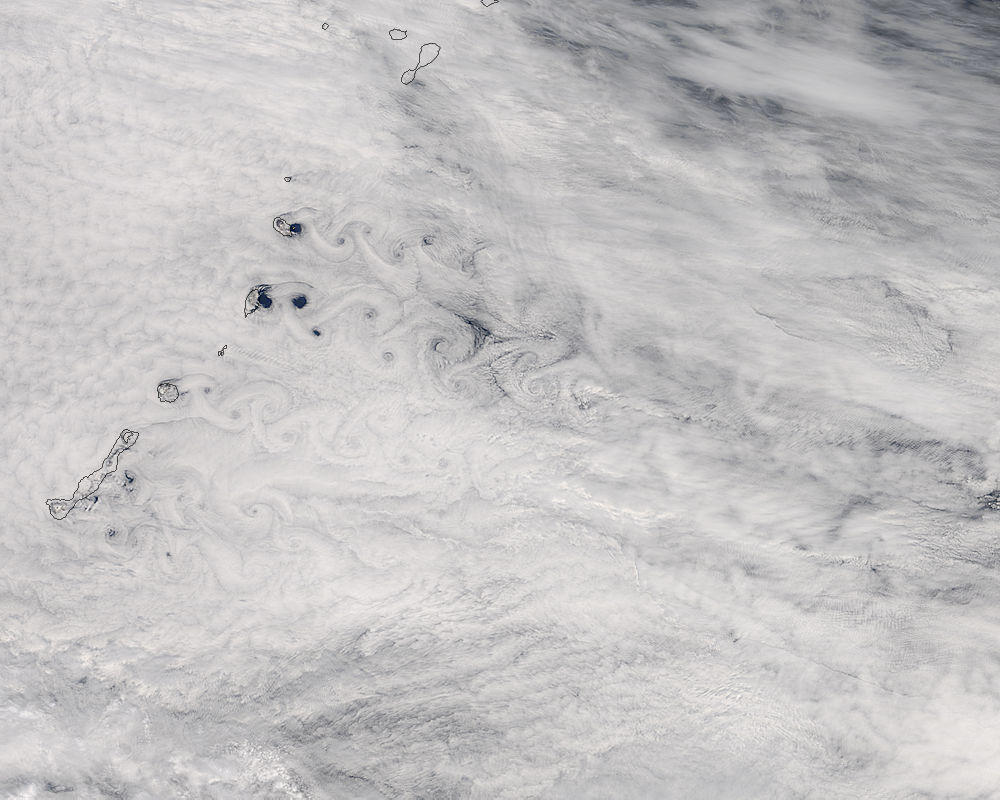 Cloud vortices induced by the Kuril Islands - related image preview