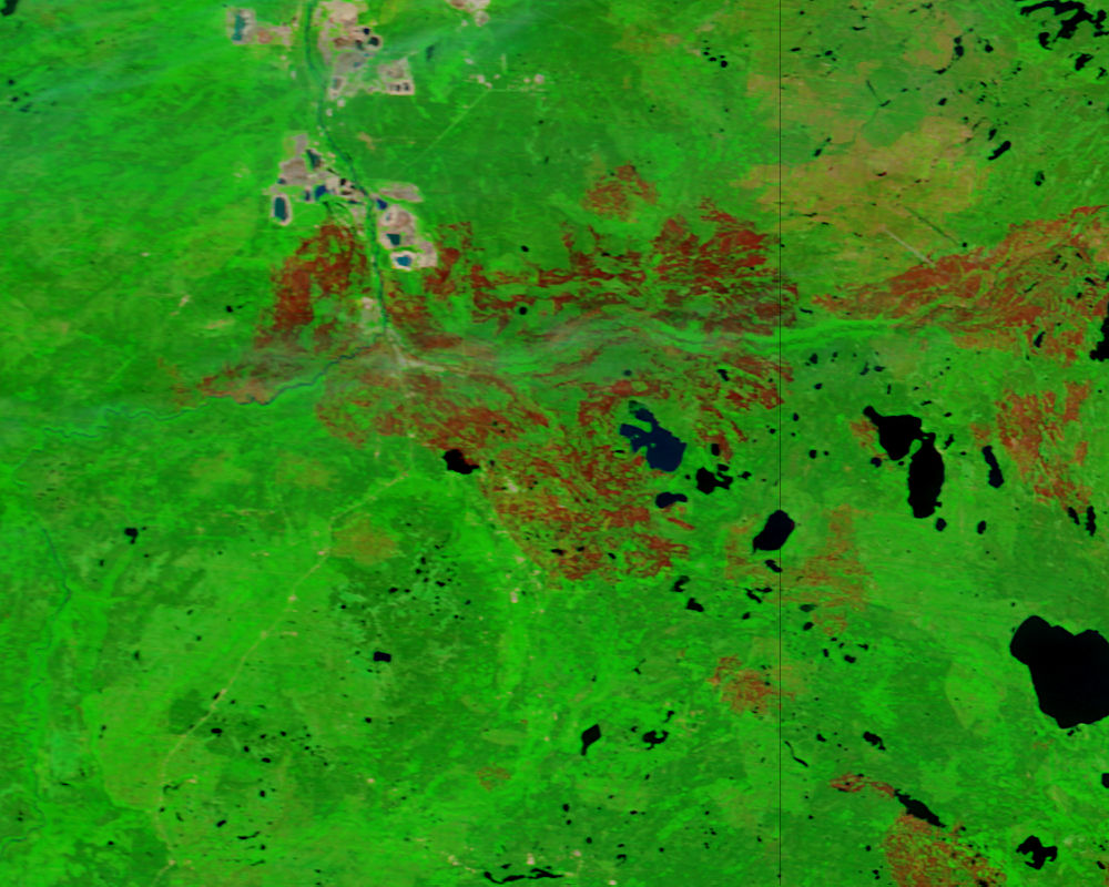 Burn scar from Fort McMurray Wildfire, Alberta (false color) - related image preview