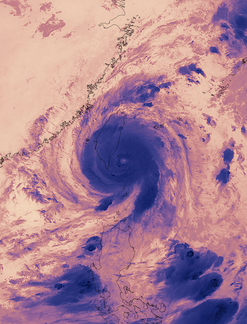 Super Typhoon Nepartak (02W) over Taiwan (thermal image) - related image preview