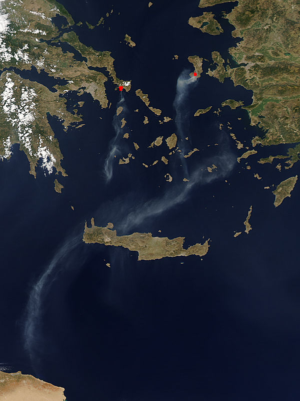 Fires in the Aegean Sea (afternoon overpass) - related image preview