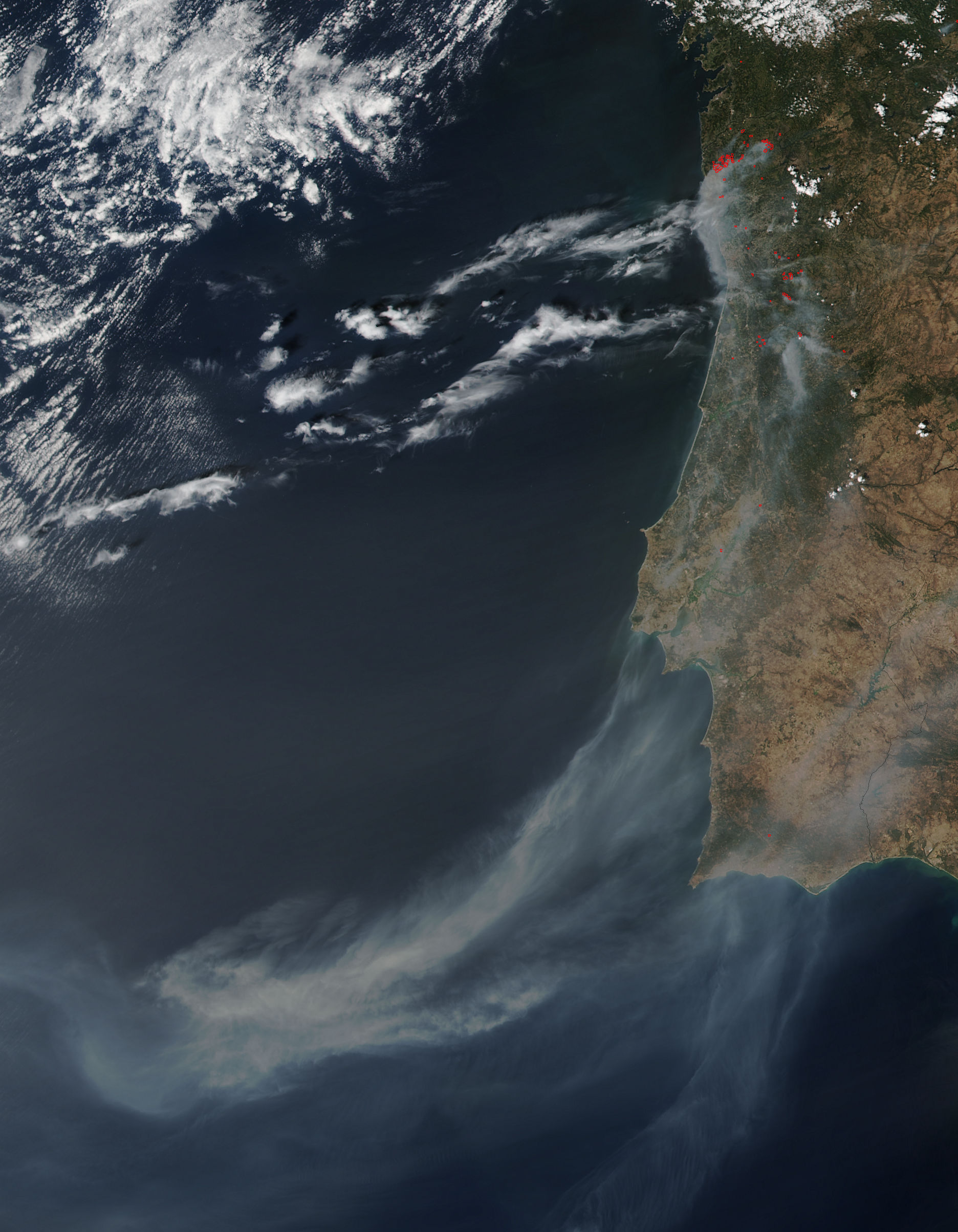 Smoke from fires in Portugal (afternoon overpass) - related image preview