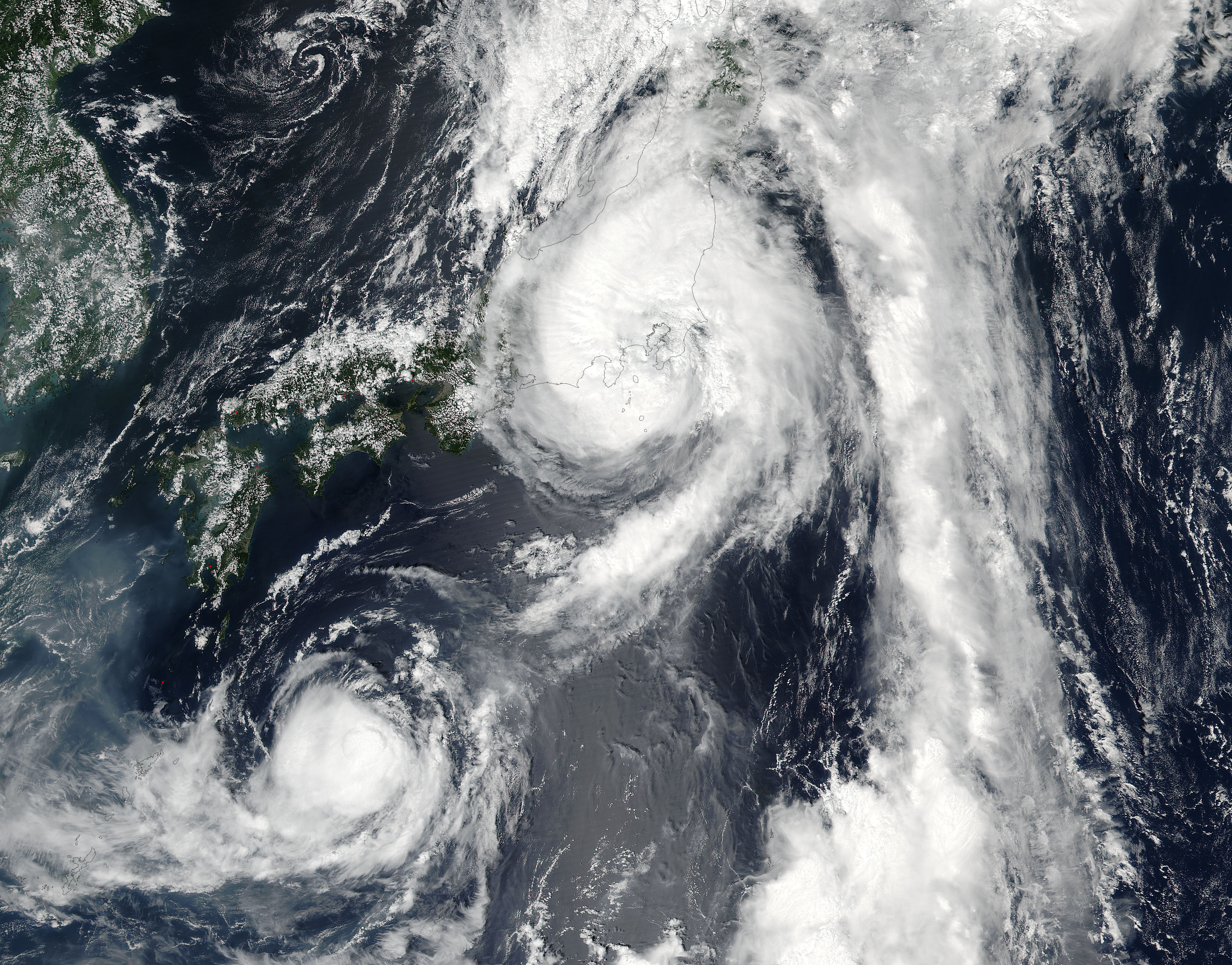 Tropical Storm Mindulle (10W) over Japan and Tropical Storm Lionrock (12W) nearby - related image preview