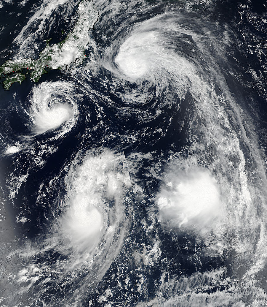 Tropical Storms Mindulle (10W), Lionrock (12W), and Kompasu (13W) off Japan - related image preview