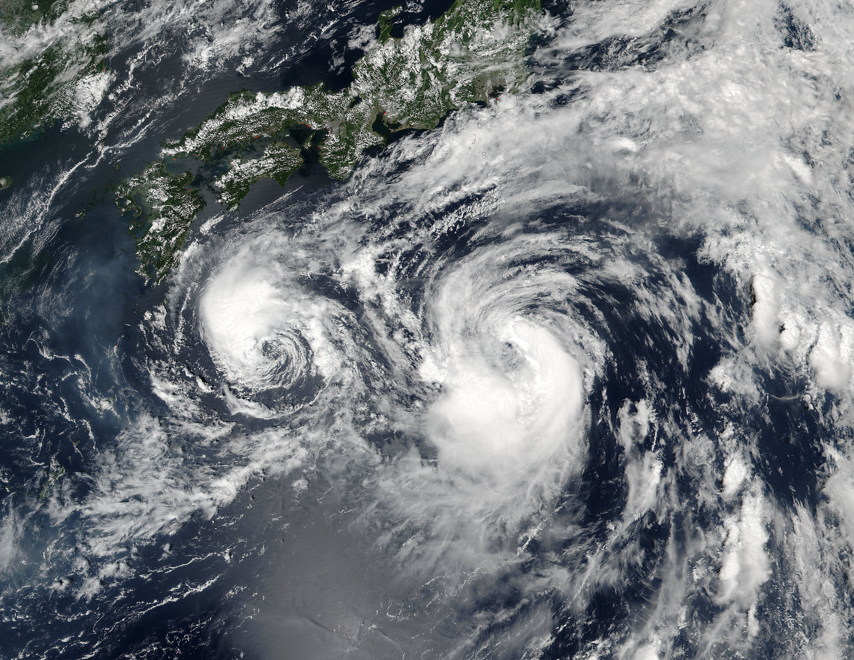 Tropical Storms Mindulle (10W) and Lionrock (12W) off Japan - related image preview