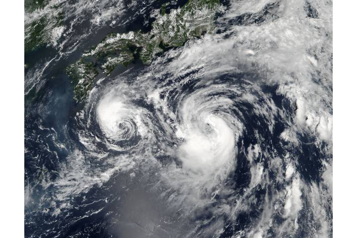Tropical Storms Mindulle (10W) and Lionrock (12W) off Japan - selected image