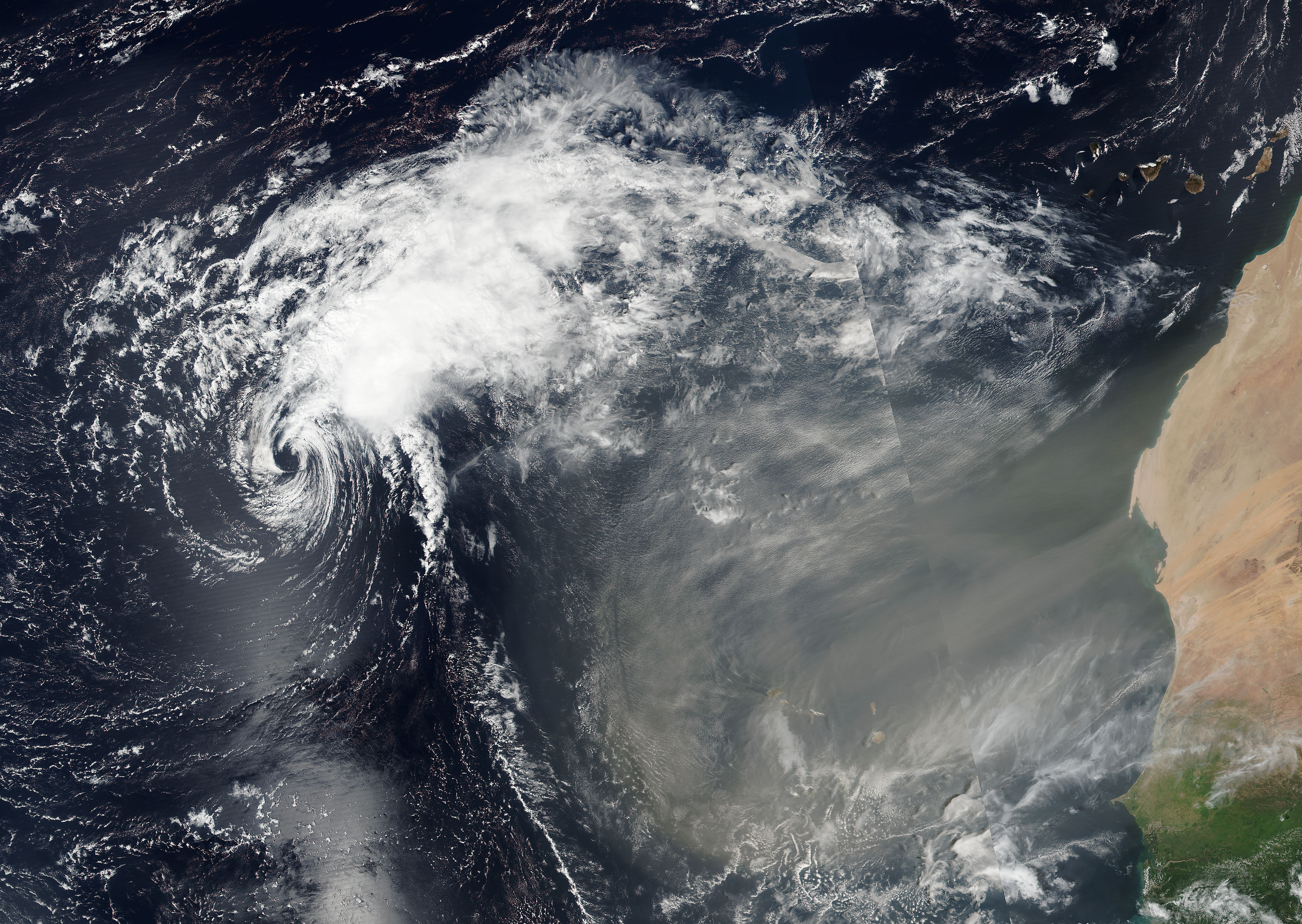 Dust storm and Tropical Storm Lisa (13L) off West Africa - related image preview