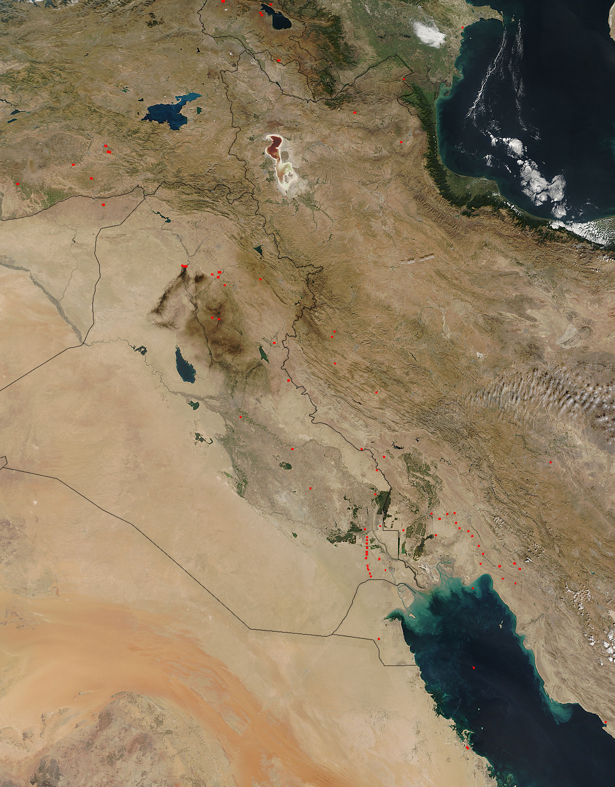 Oil fires, gas flares, and fires in the Middle East - related image preview