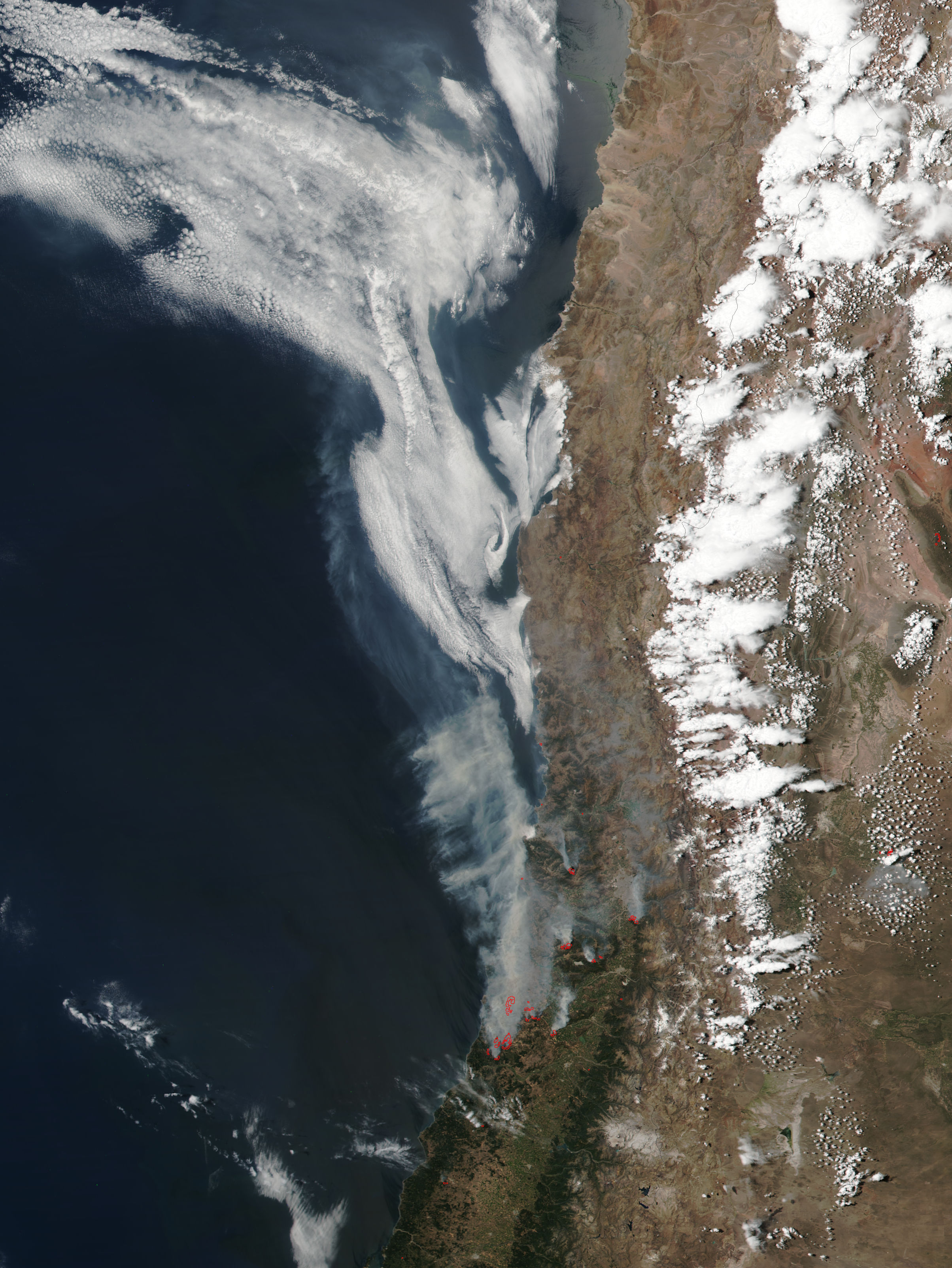 Fires in central Chile (afternoon overpass) - related image preview