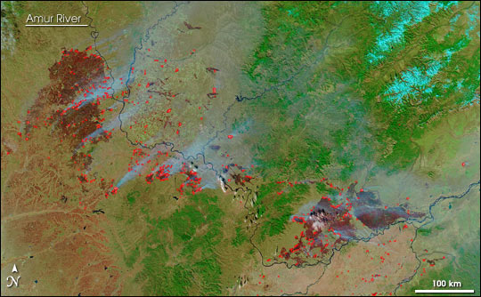 Autumn Fires in China and Russia