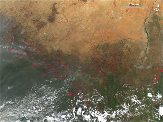 Fires in Central Africa and Eastern Sahel