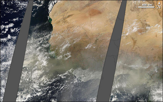 Dust Storm off Western Sahara Coast