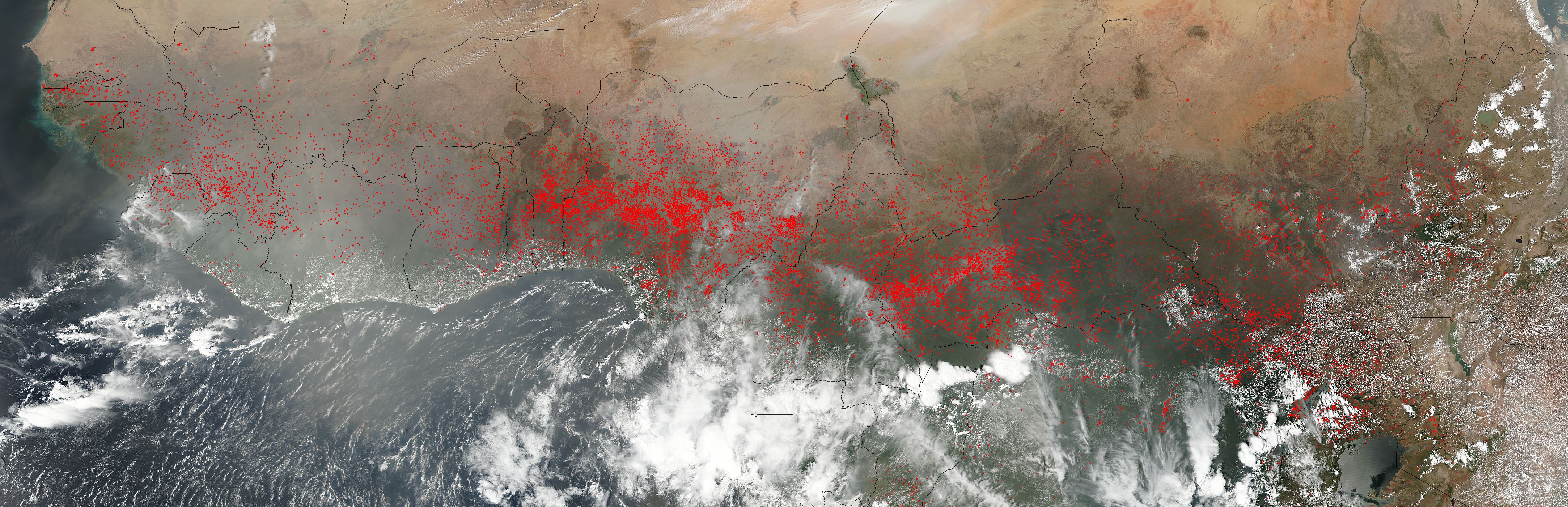 Fires and dust across western and central Africa - related image preview