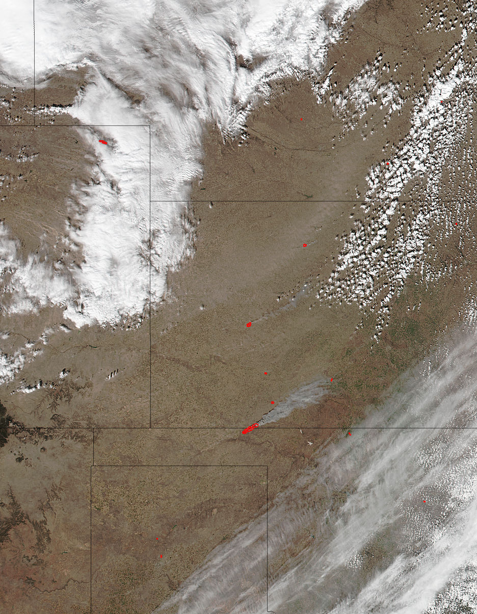 Fires, smoke, and dust in the Great Plains (VIIRS afternoon overpass) - related image preview