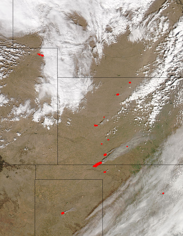 Fires, smoke, and dust in the Great Plains (MODIS afternoon overpass) - related image preview