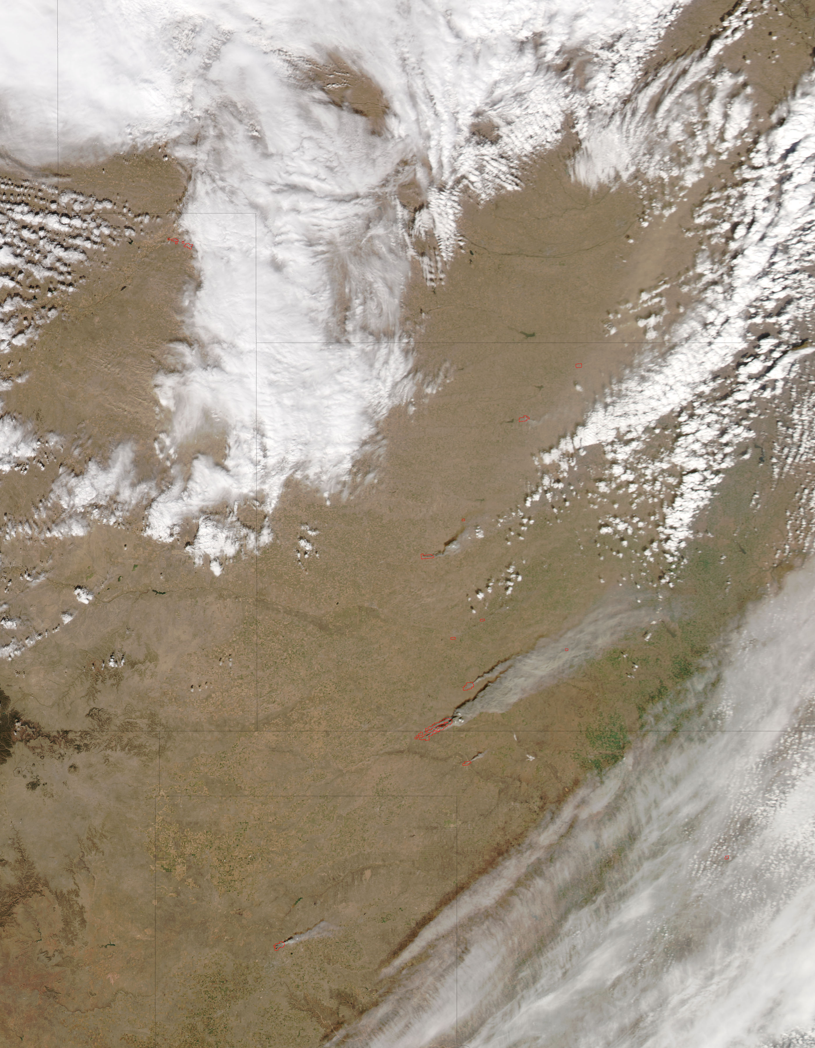 Fires, smoke, and dust in the Great Plains (MODIS afternoon overpass) - related image preview