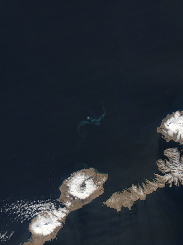 Ash in water from eruption of Bogoslof, Alaska - related image preview