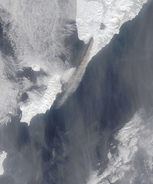Plume from Kambalny, Kamchatka Peninsula (morning overpass) - related image preview