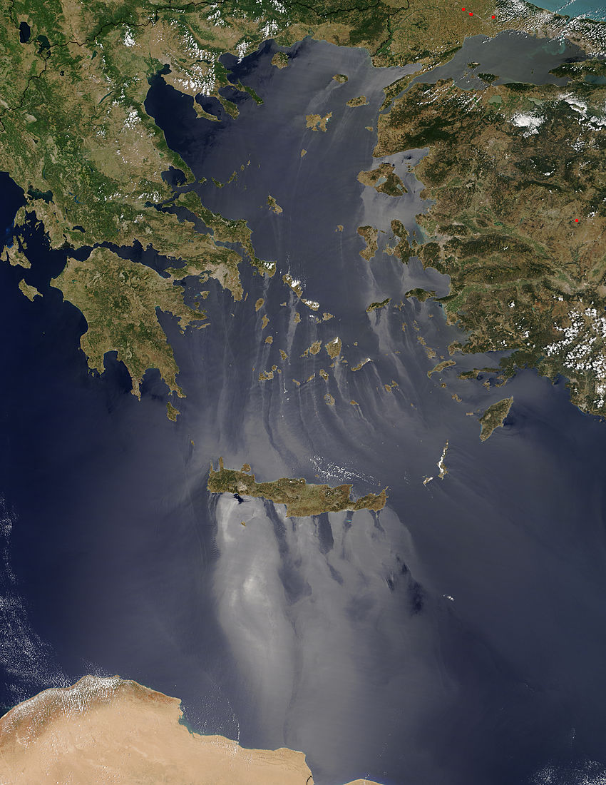 Sun glint patterns in the Aegean and Mediterranean Seas - related image preview