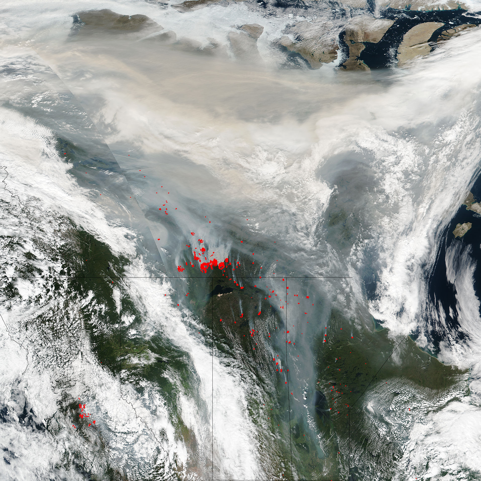 Fires and smoke across northern Canada - related image preview