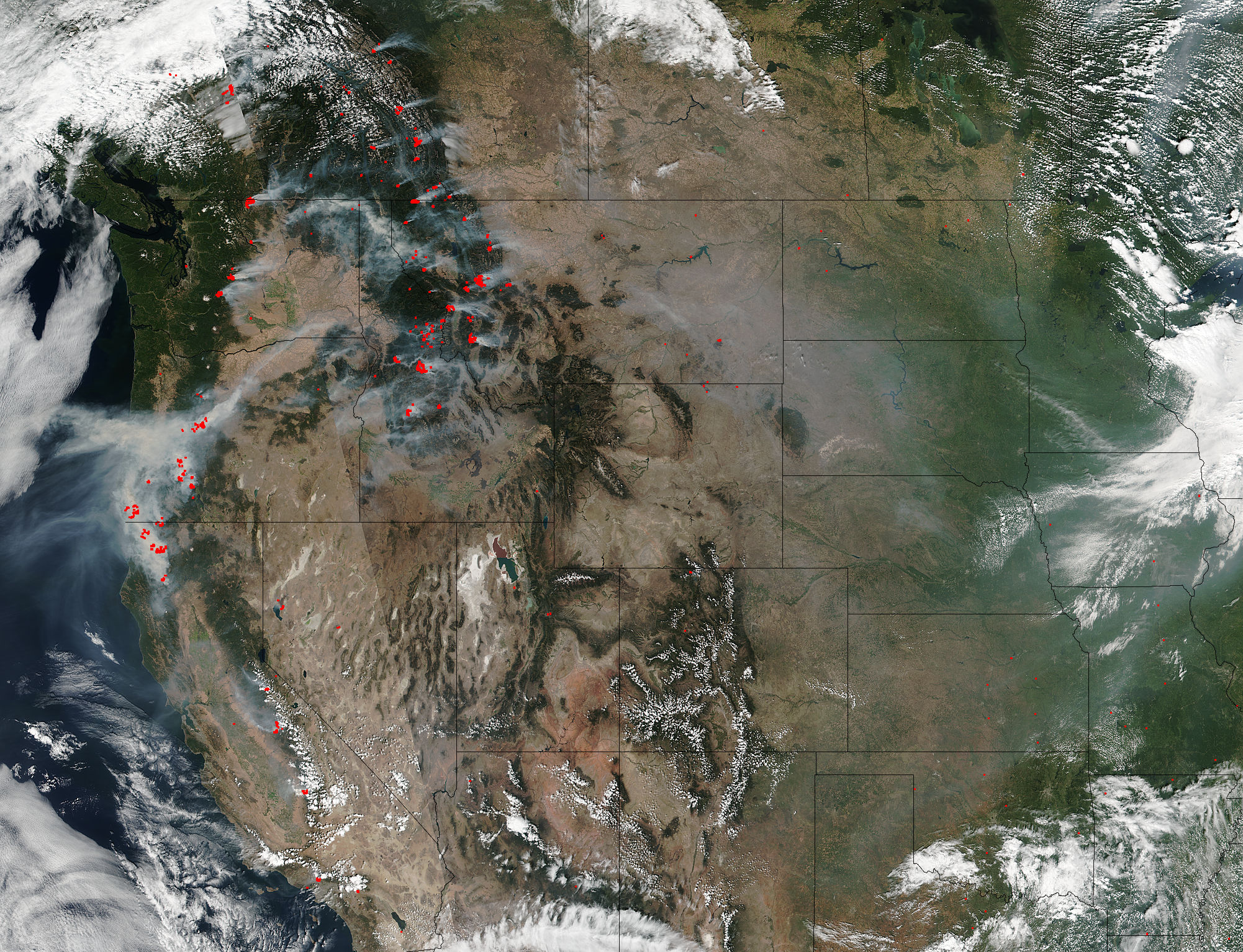 Fires and smoke across the western and central United States - related image preview