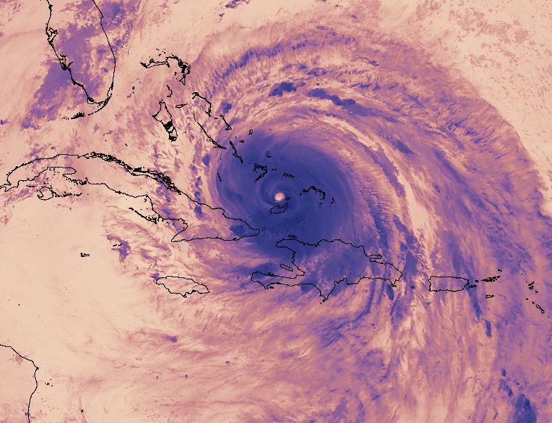 Hurricane Irma (11L) over the Turks, Caicos, and Bahamas (VIIRS thermal image) - related image preview