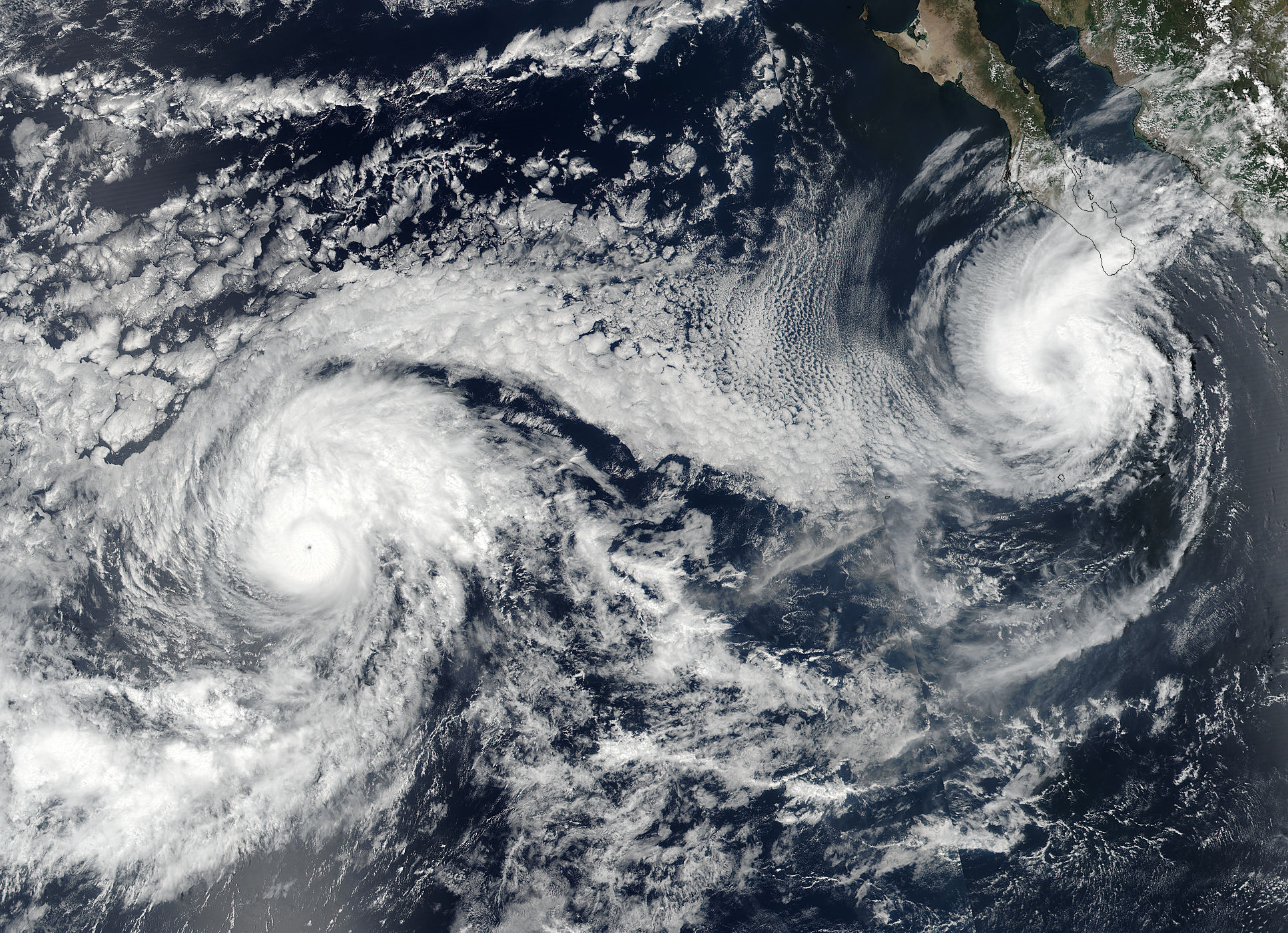 Hurricane Otis (15E) and Tropical Storm Norma (17E) in the eastern