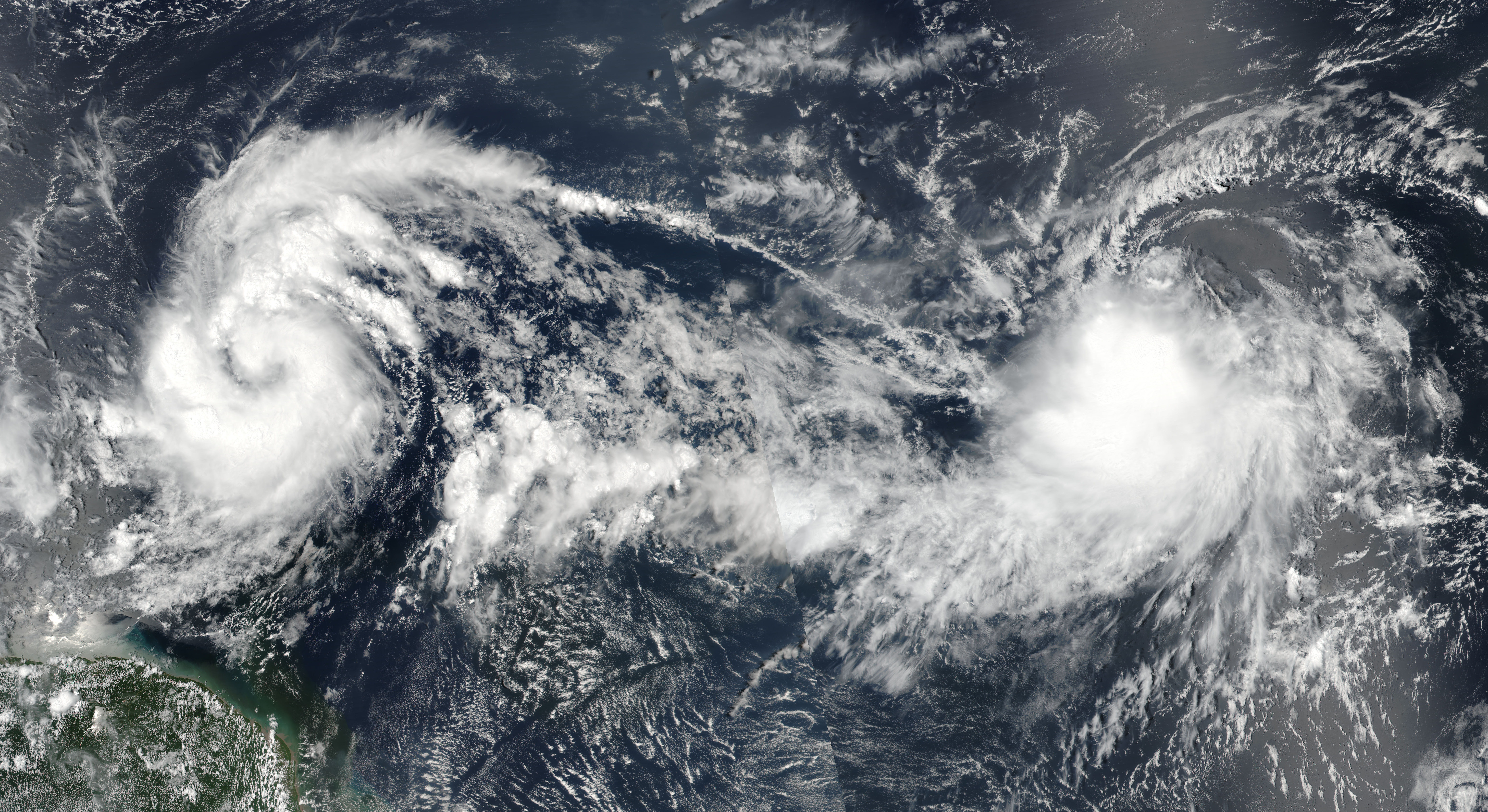 Tropical Storms Lee (14L) and Maria (15L) in the Atlantic Ocean - related image preview