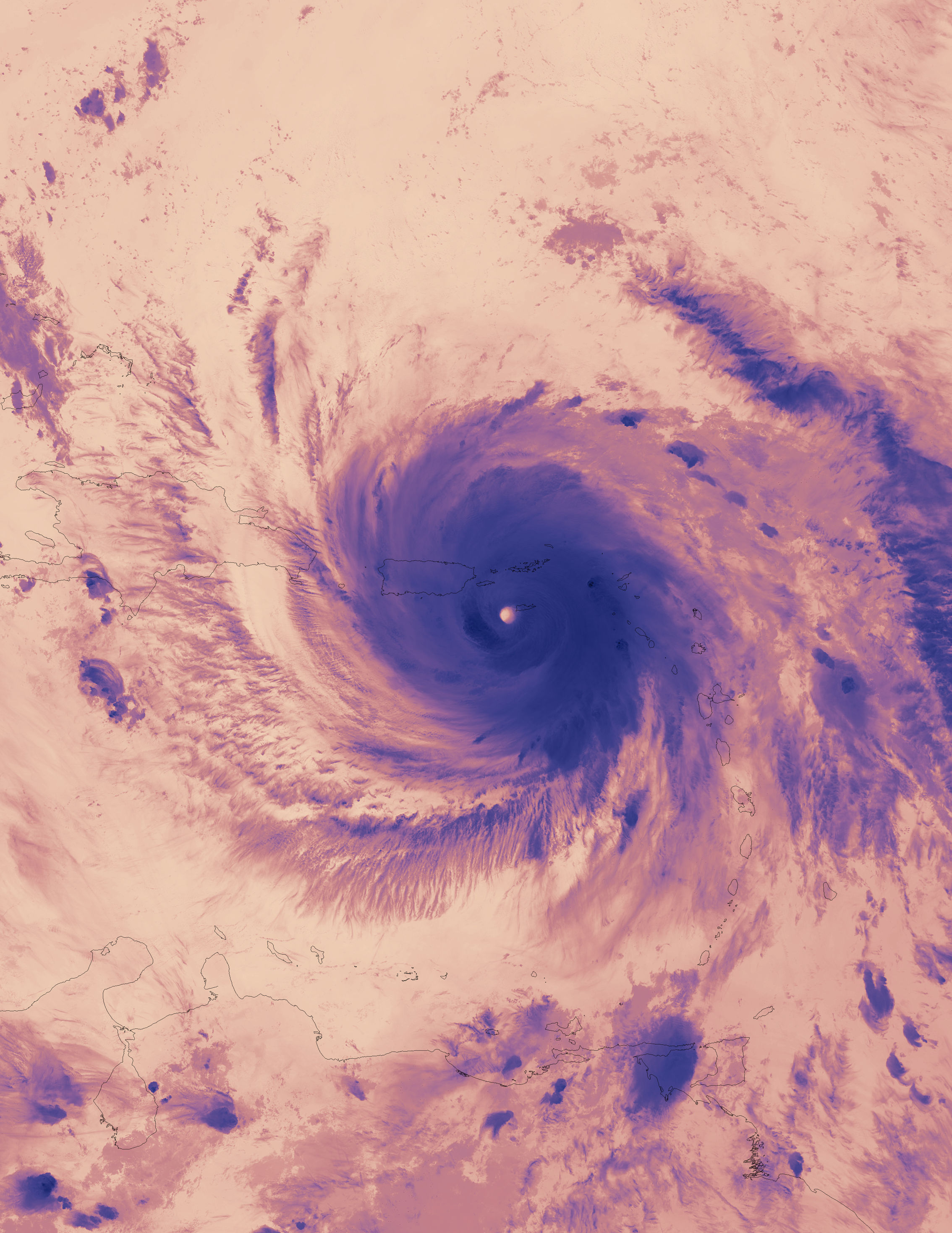 Hurricane Maria (15L) over Puerto Rico (VIIRS thermal image) - related image preview