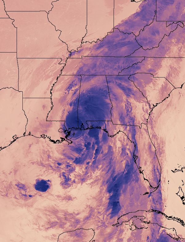 Tropical Storm Nate (16L) over the southeastern United States (VIIRS thermal image) - related image preview