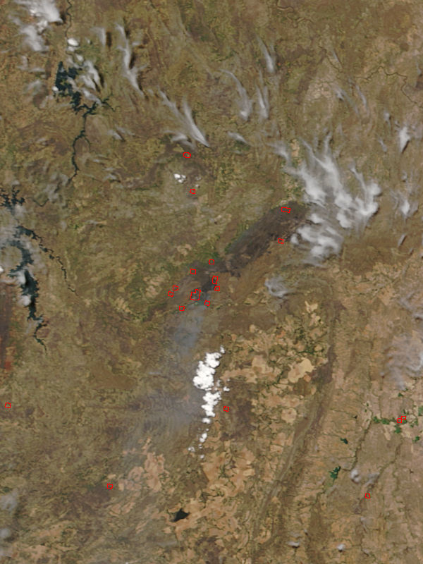Fires in Chapada dos Veadeiros National Park, Brazil (true color) - related image preview