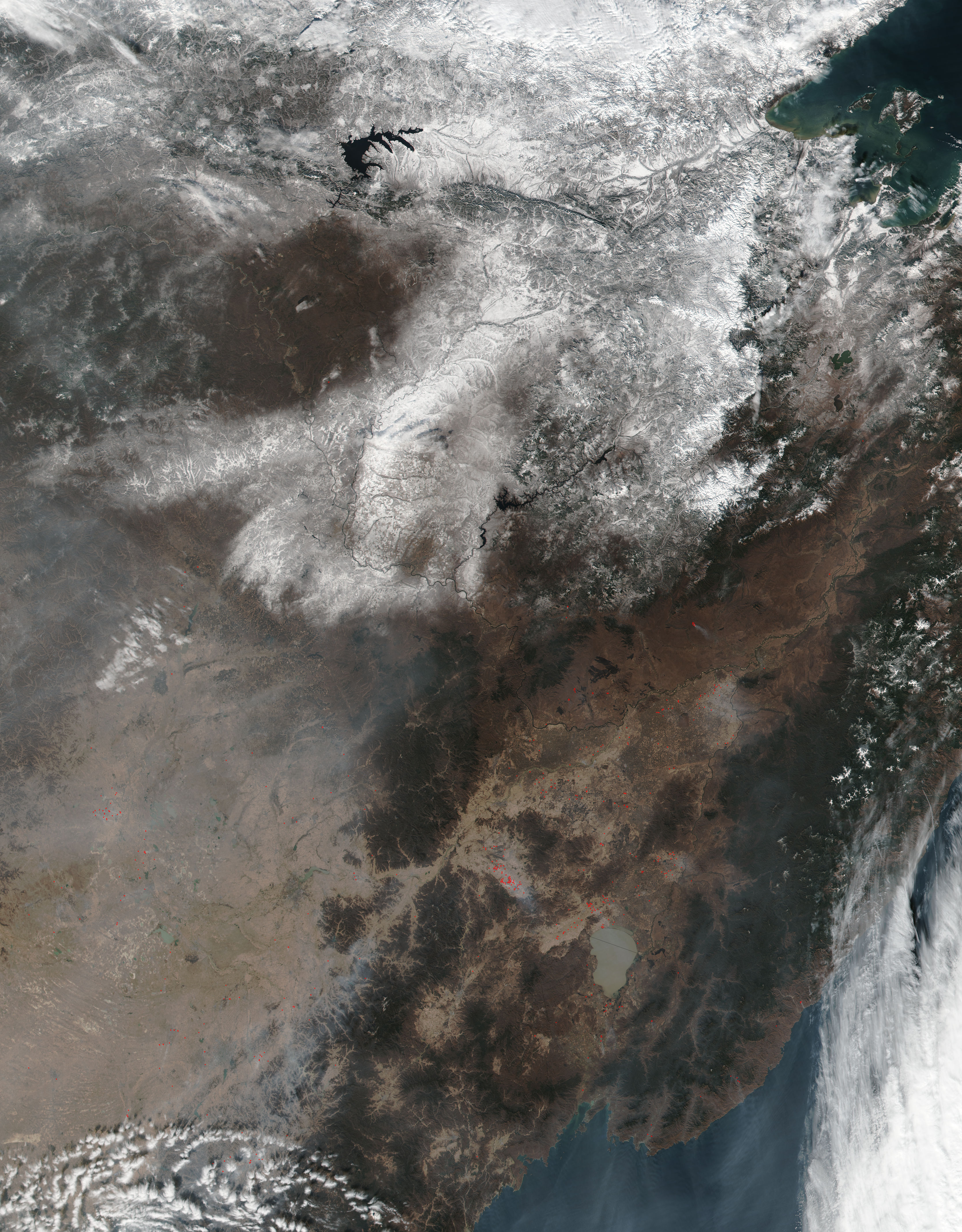 Fires and snow in eastern Asia - related image preview