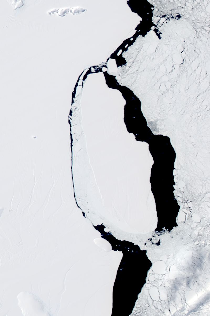 Iceberg A68A off the Larsen C ice shelf, Antarctica (afternoon overpass) - related image preview