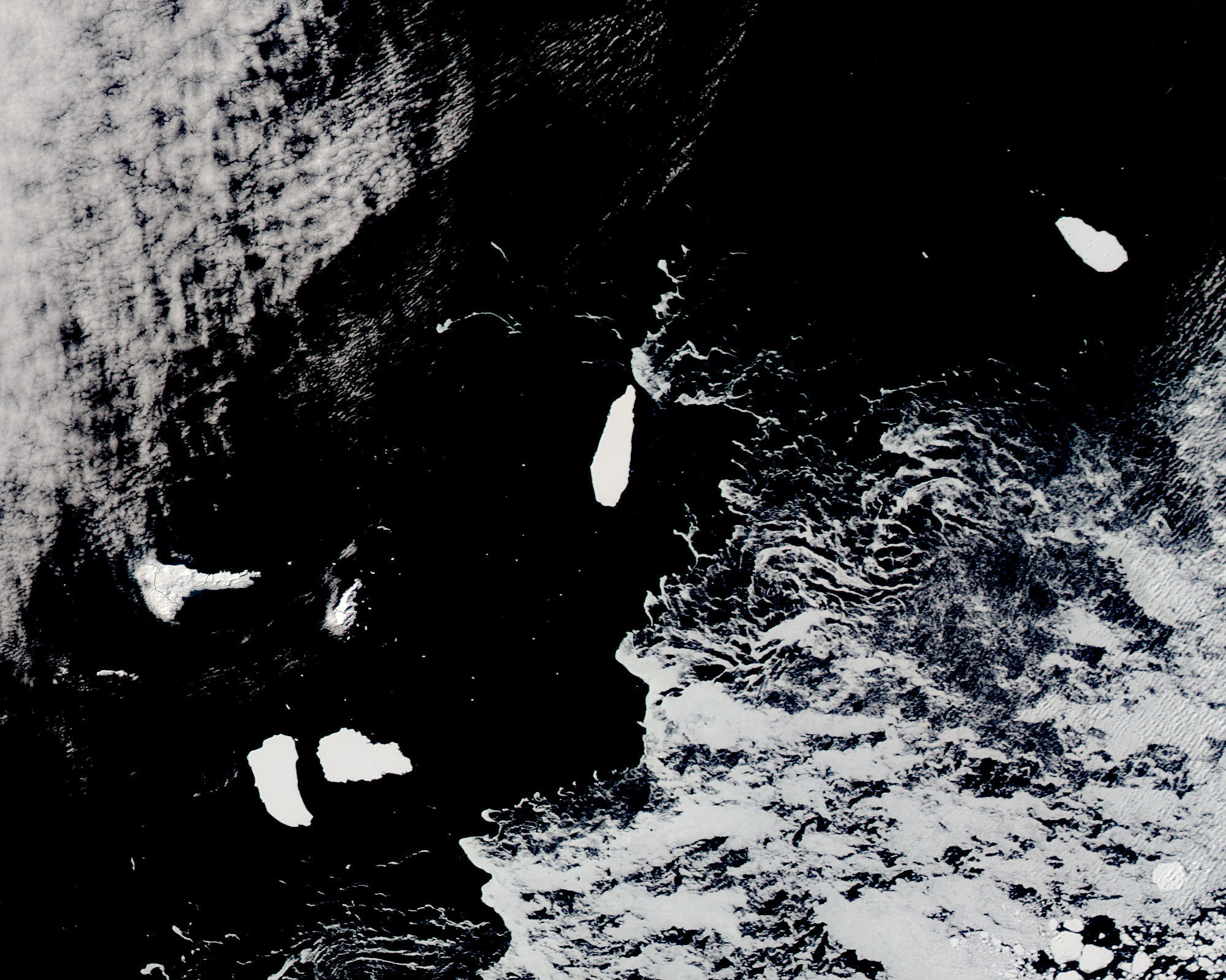 Icebergs B09F, C24, B15T, and B15Z in the South Atlantic Ocean - related image preview