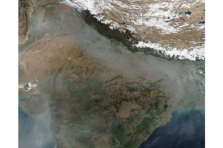Fires and smoke in northern India - selected image
