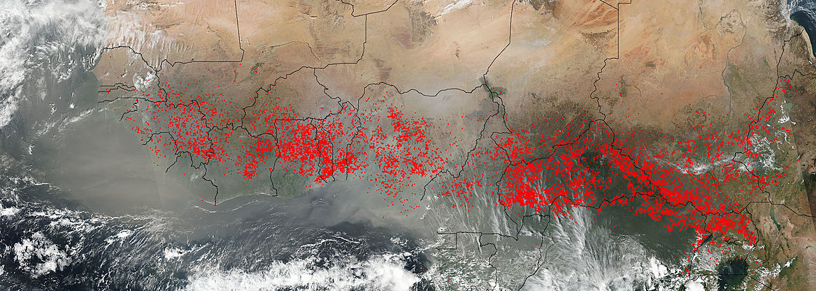 Fires and dust across central Africa - related image preview