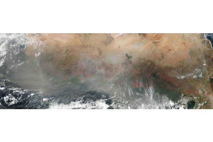 Fires and dust across central Africa - selected image
