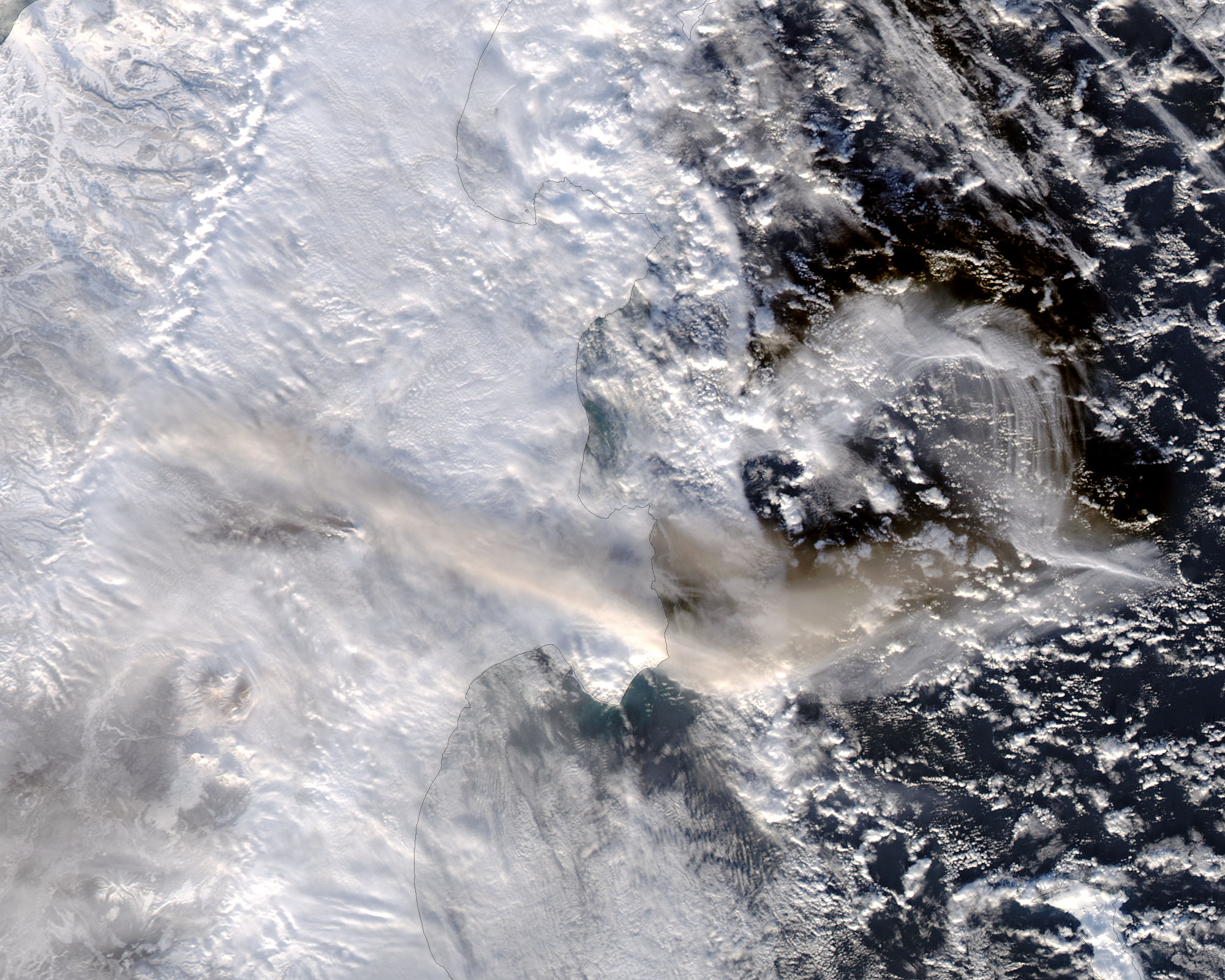 Plume from Shiveluch, Kamchatka Peninsula (afternoon overpass) - related image preview