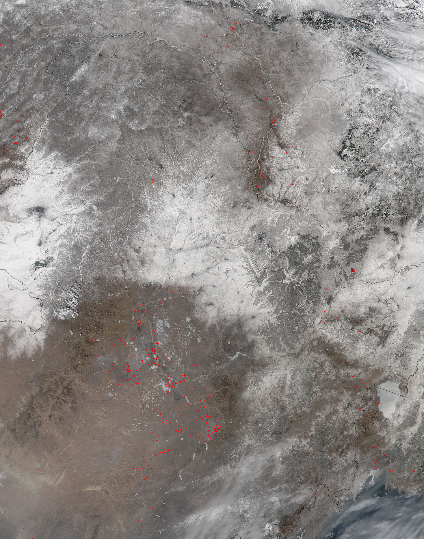 Fires and snow in eastern China and Russia - related image preview