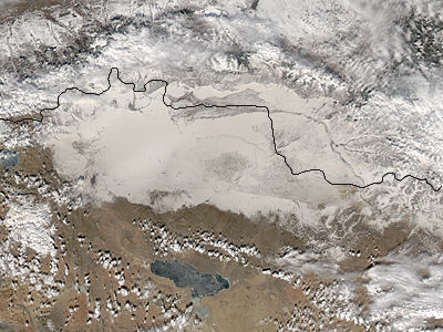 Dust on snow in western Mongolia - related image preview