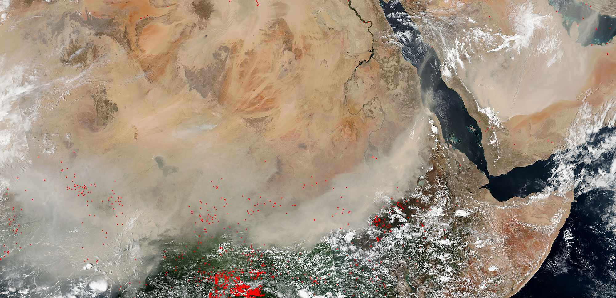 Dust storms across central Africa and the Arabian Peninsula - related image preview