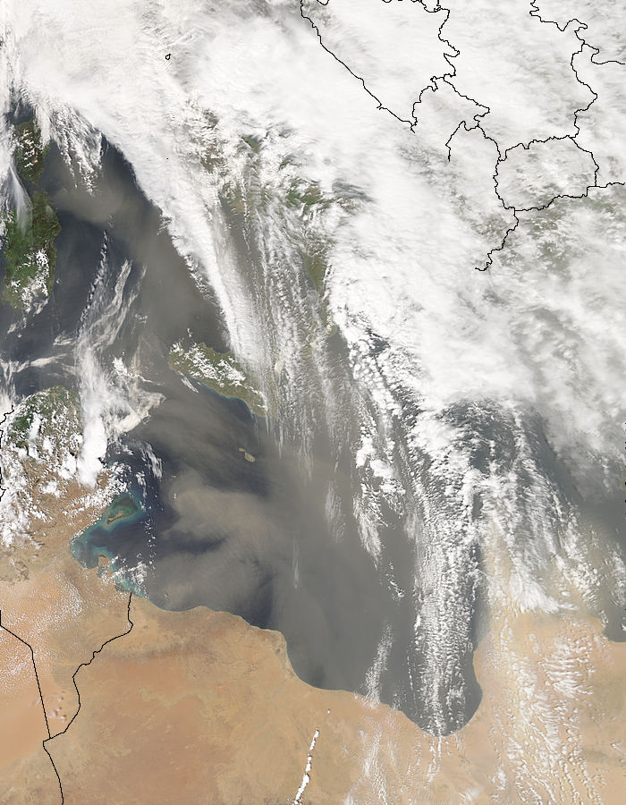 Dust storms across the central Mediterranean Sea - related image preview