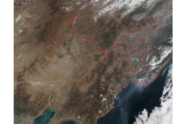 Fires and smoke in eastern Asia - selected child image