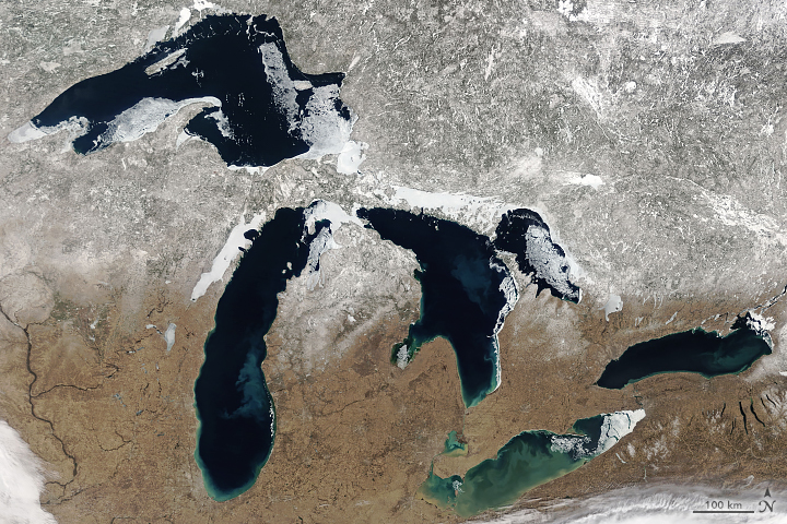 A Clear Spring View of the Great Lakes
