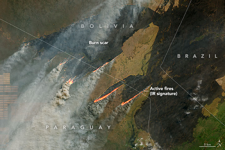 Fire Burns In Paraguay Bolivia And Brazil