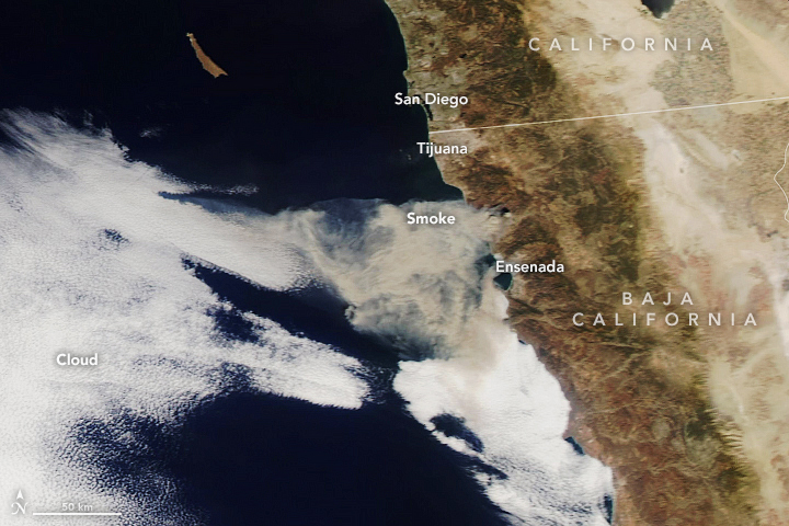 Winds Drive Smoky Wildfires in California, Mexico - related image preview